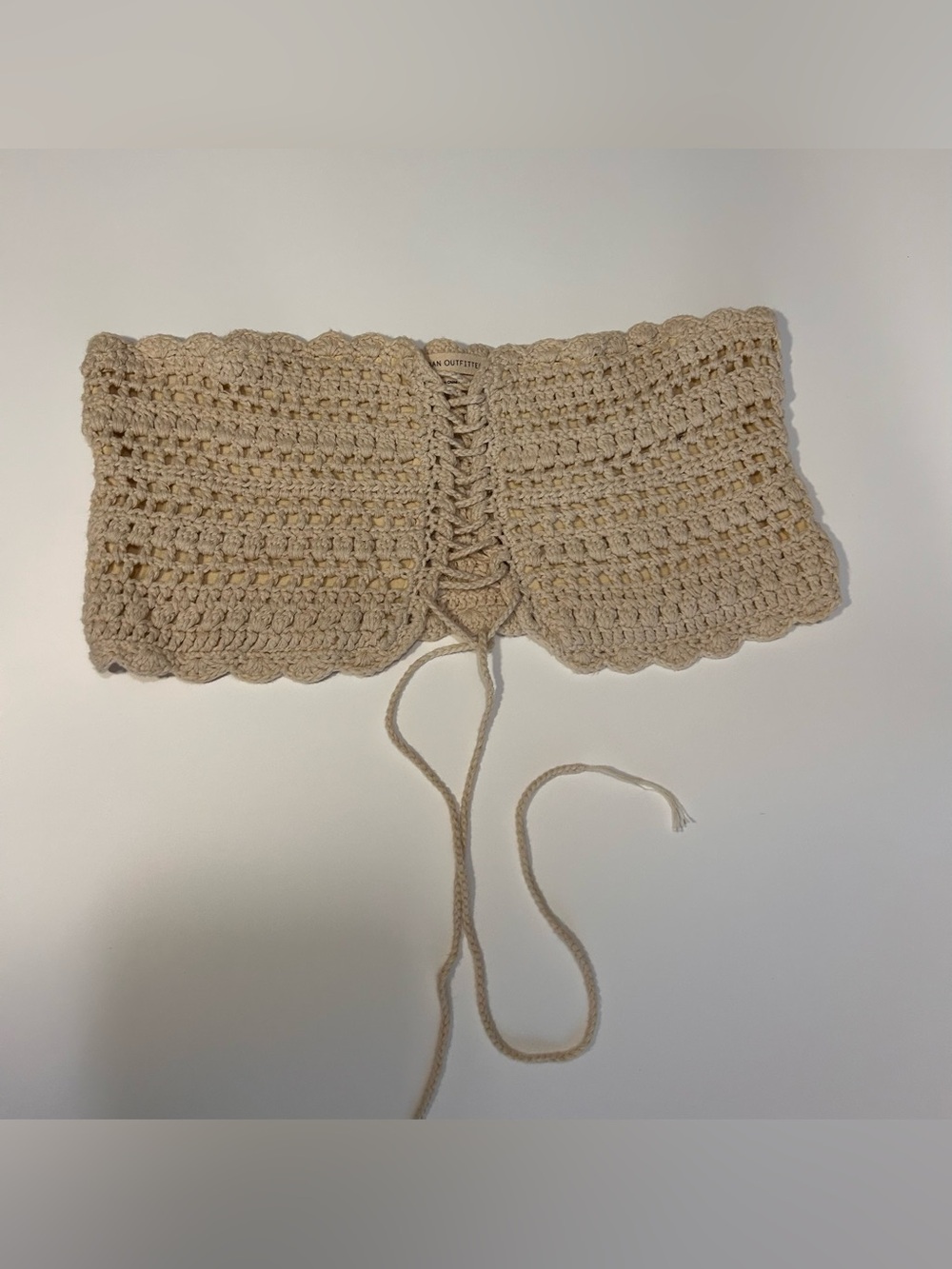 Urban Outfitters Cream Crochet Lace-Up Corset Tube Top Size Small